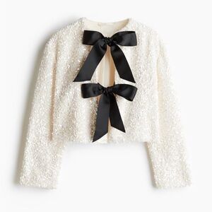 Sequined Bow-Front tie jacket